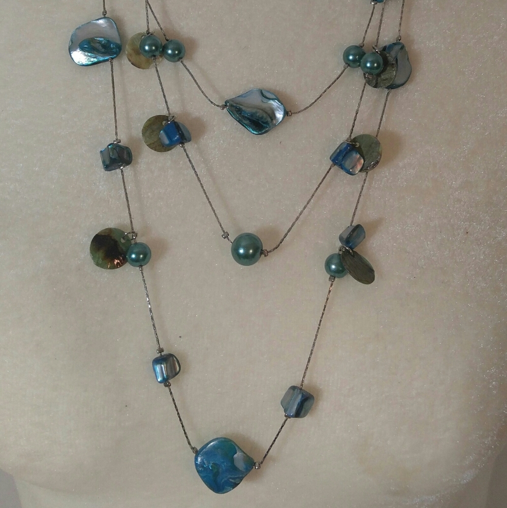 Necklace Earrings Turquoise Blue Shell